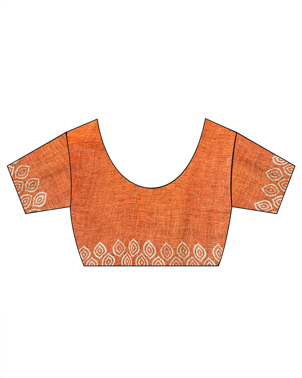 Meher Orange Handblock Linen Saree - TARA