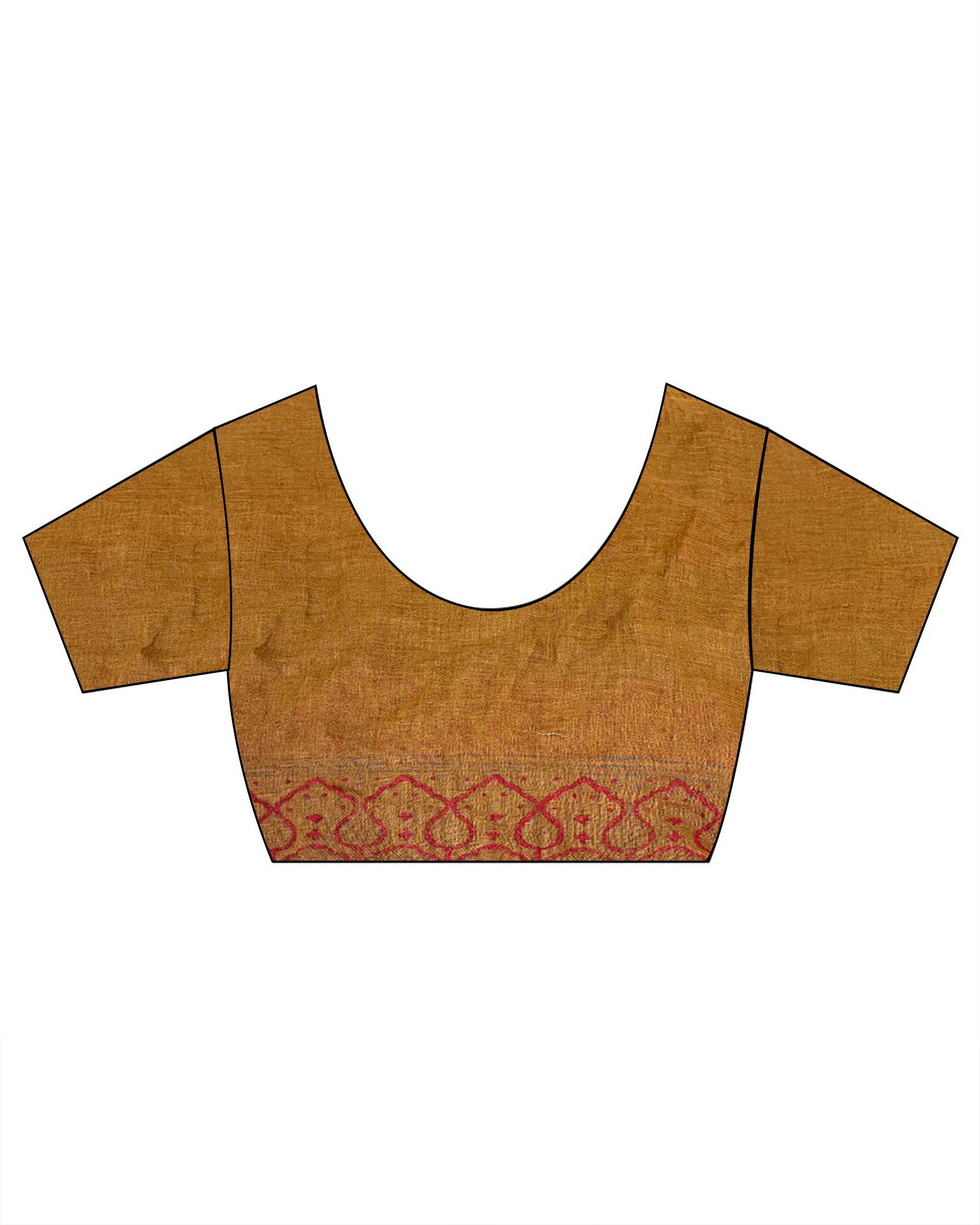 Deepika Mustard Handblock Linen Saree - TARA