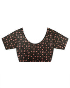 Tejasvi Black Handblock Linen Saree - TARA