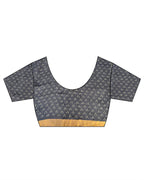 Prabha Blue With White Handblock Linen Saree - TARA