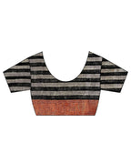 Follow Dawn Black Handwoven Linen Saree - TARA