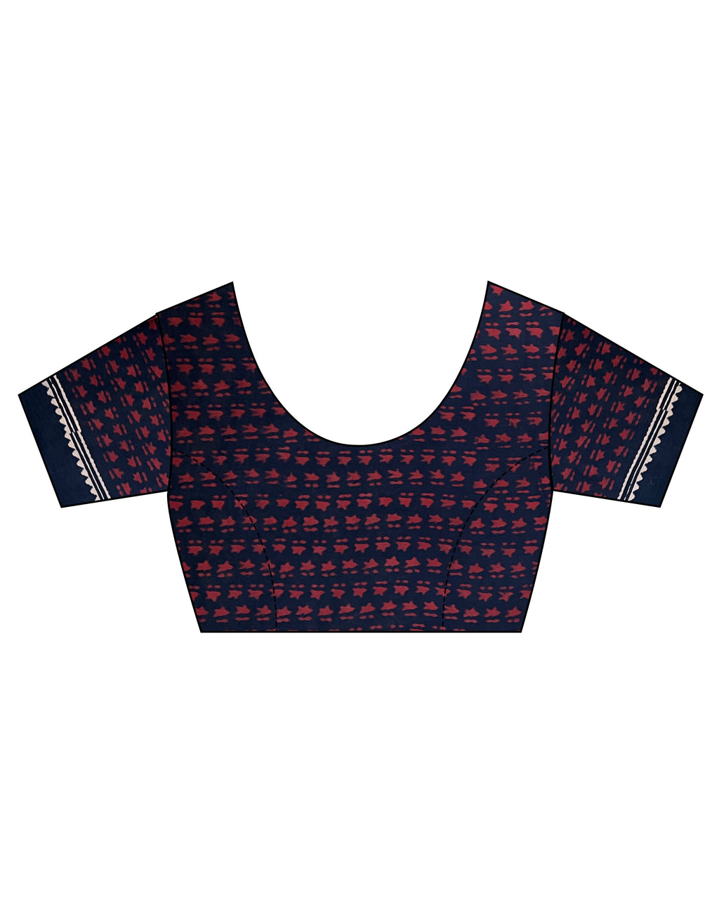 Blue Blockprinted Cotton Mul Saree