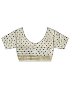 Surmayi Shaam Ivory Hand Block Printed Cotton Saree - WW