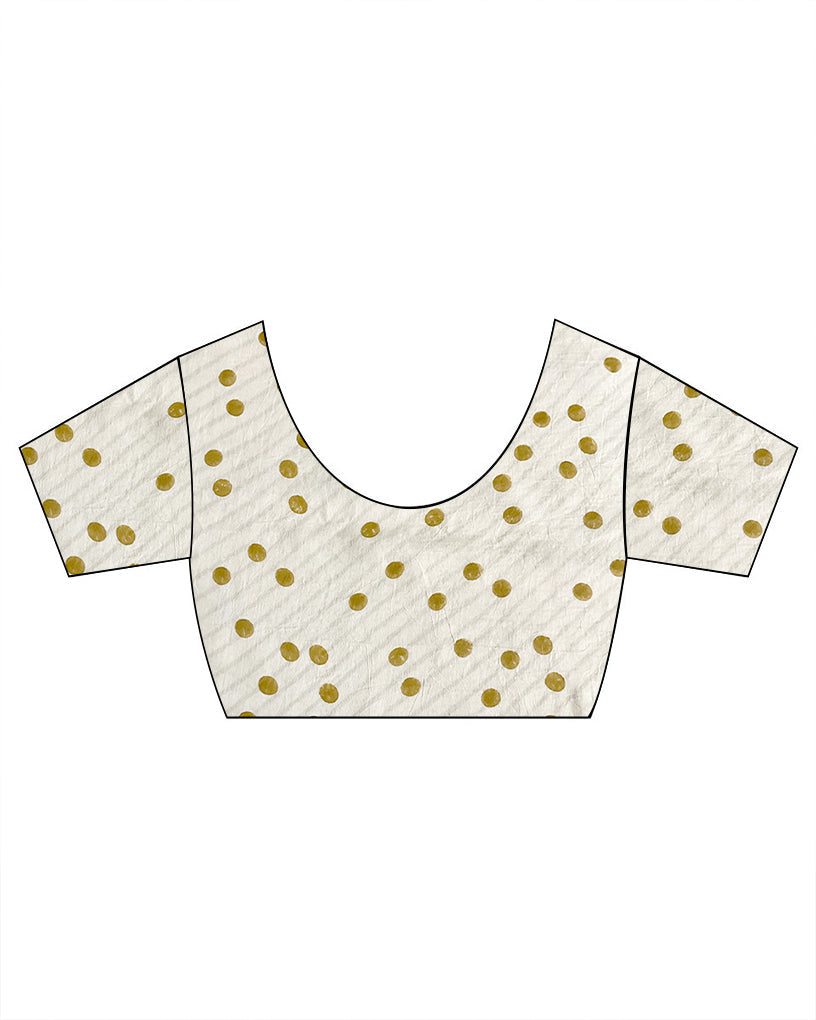 Badal Pe Paon Ivory Block Printed Cotton Saree - WW