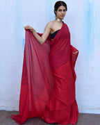 red cotton saree
