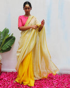 Jasnoor Yellow Handwoven Linen Zari Saree - Eknoor