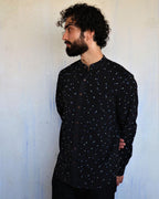 Black Polka Dots Blockprinted Men'S Shirt
