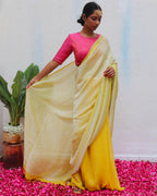 Jasnoor Yellow Handwoven Linen Zari Saree - Eknoor