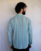Sea Green Chevron Blockprinted Men'S Shirt