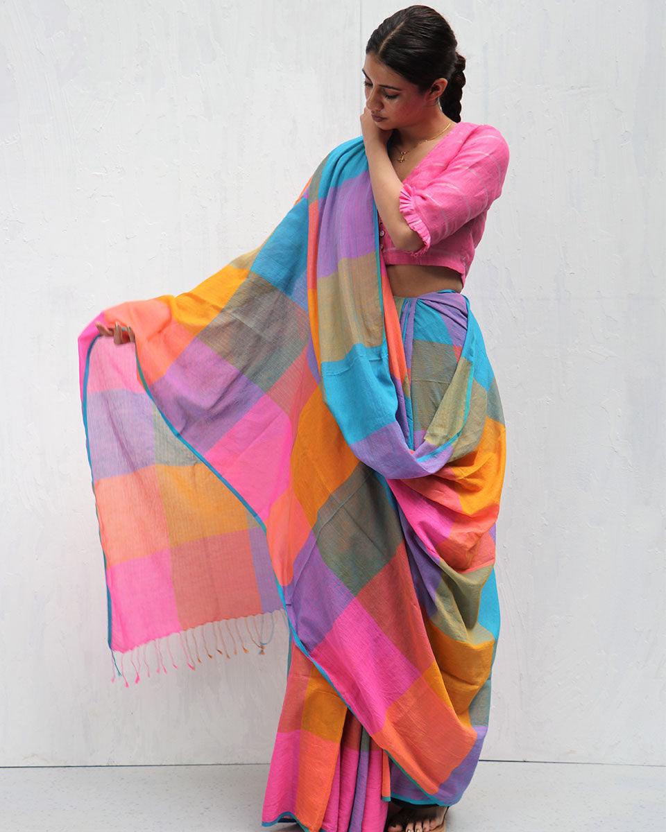 Uvakai Handwoven Cotton Saree- Madras