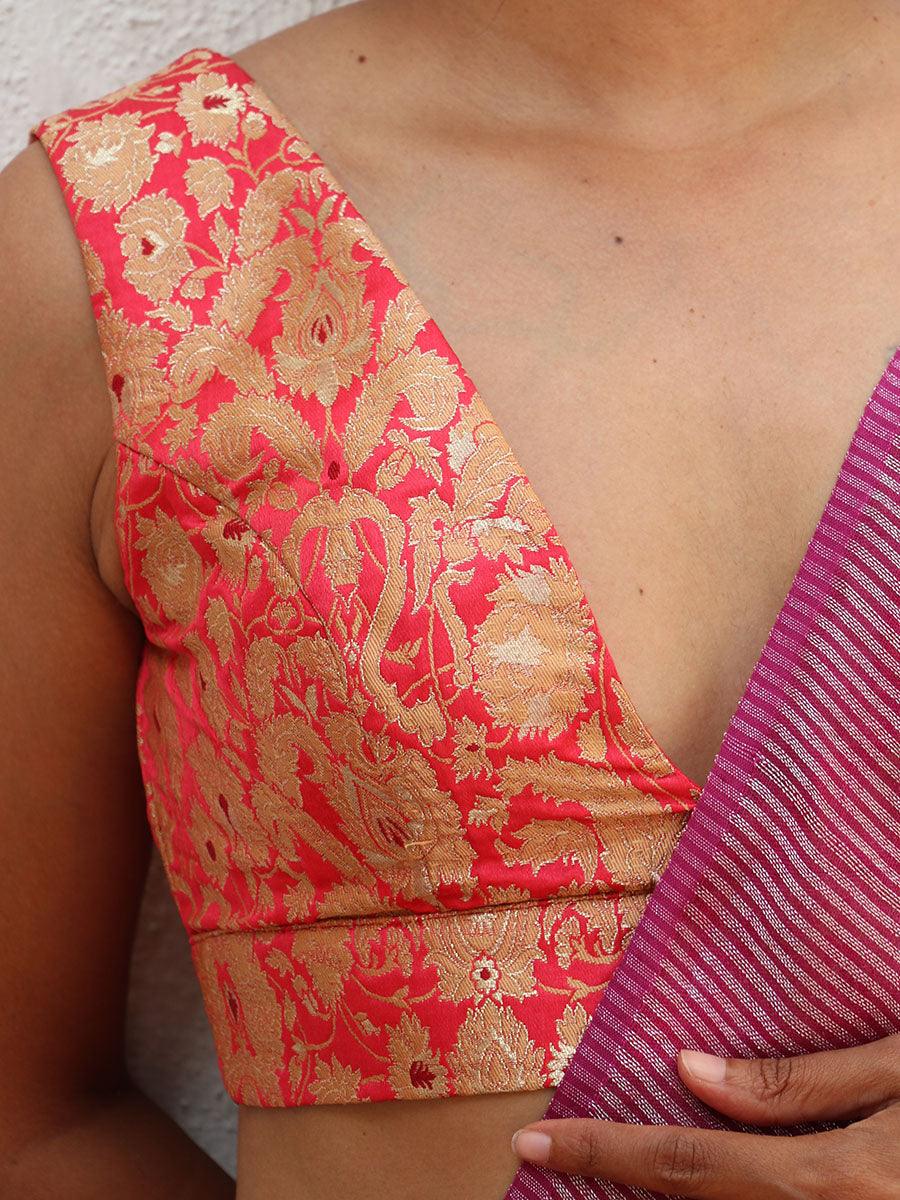 Fuchsia Pink Brocade Blouse - TOG