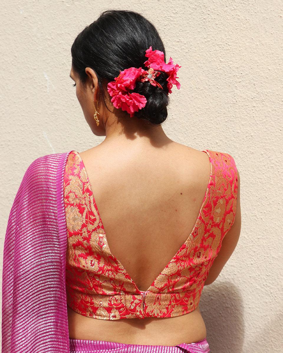 Fuchsia Pink Brocade Blouse - TOG