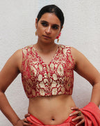 Ruby Red Brocade Blouse - TOG