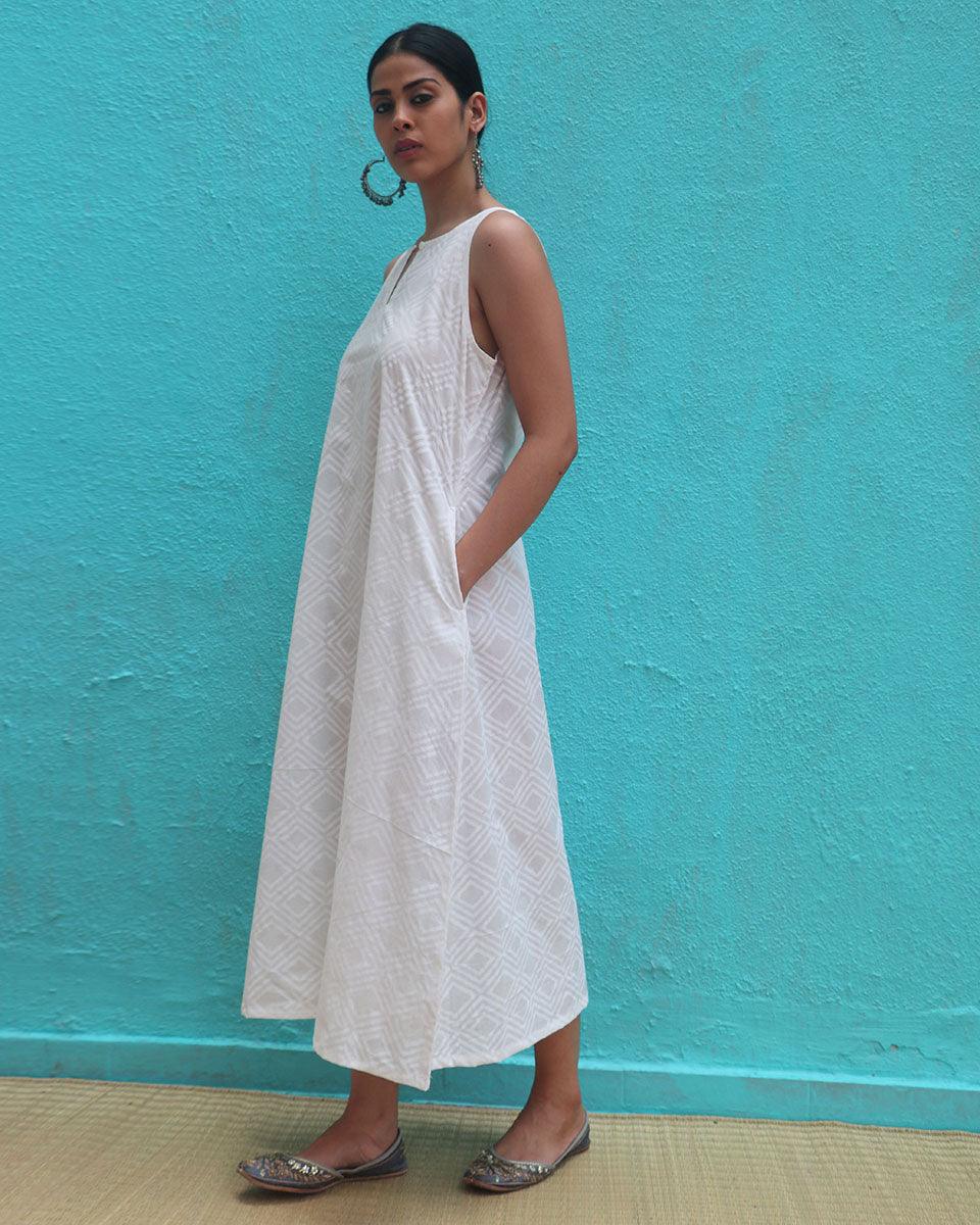 Ziva Cotton Dress - Safed