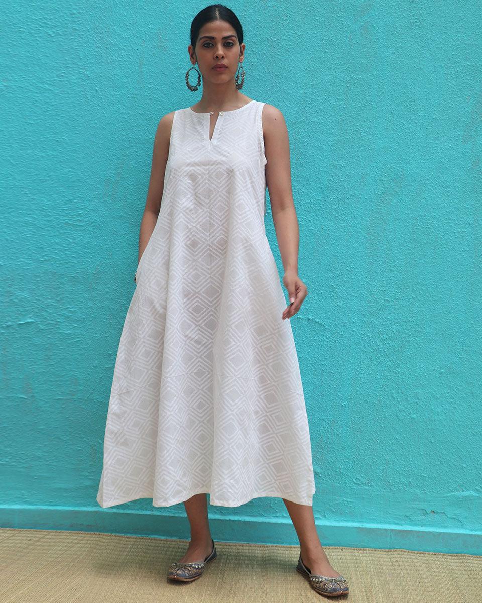 Ziva Cotton Dress - Safed