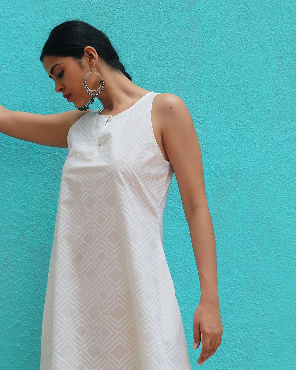 Ziva Cotton Dress - Safed