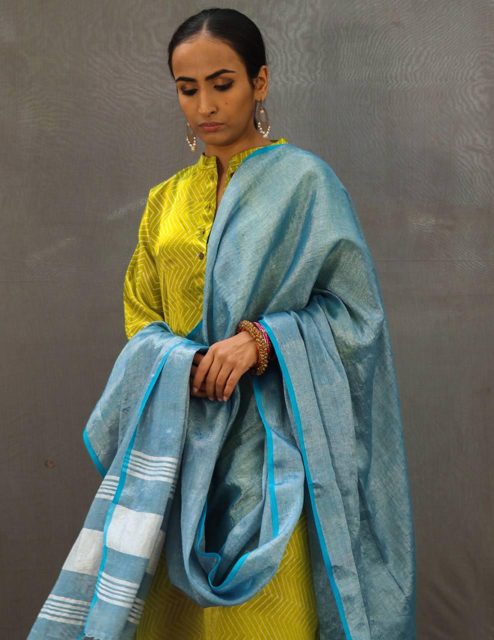 Kaur Handwoven Cotton Zari Dupatta-Saahiba