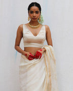 Daphne Cream Mashru Silk Blouse