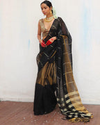 Mrinmoyee Handwoven Linen Zari Saree