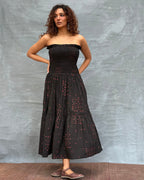 Crimson Earthrise Blockprinted Cotton Dress