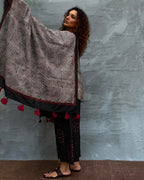 Winterâ€™s Veil Blockprinted Cotton Dupatta