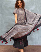 Winterâ€™s Veil Blockprinted Cotton Dupatta