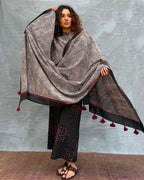 Winterâ€™s Veil Blockprinted Cotton Dupatta