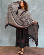 Winterâ€™s Veil Blockprinted Cotton Dupatta