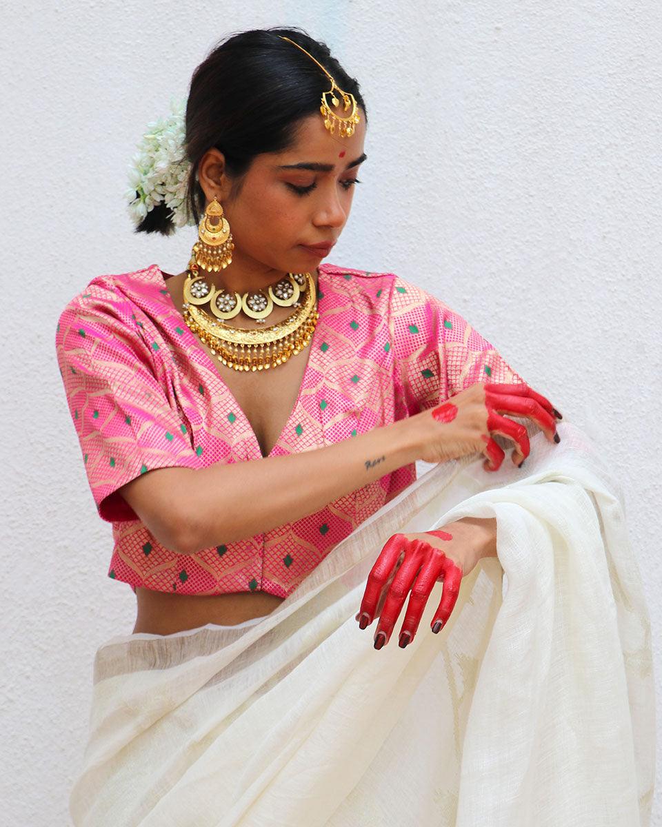 Nuria Pink Brocade Blouse