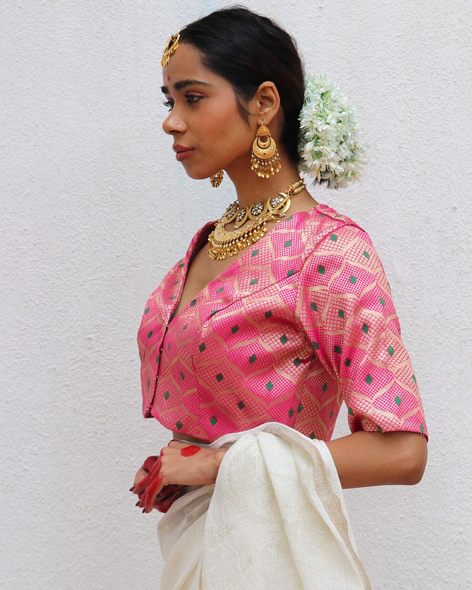Nuria Pink Brocade Blouse