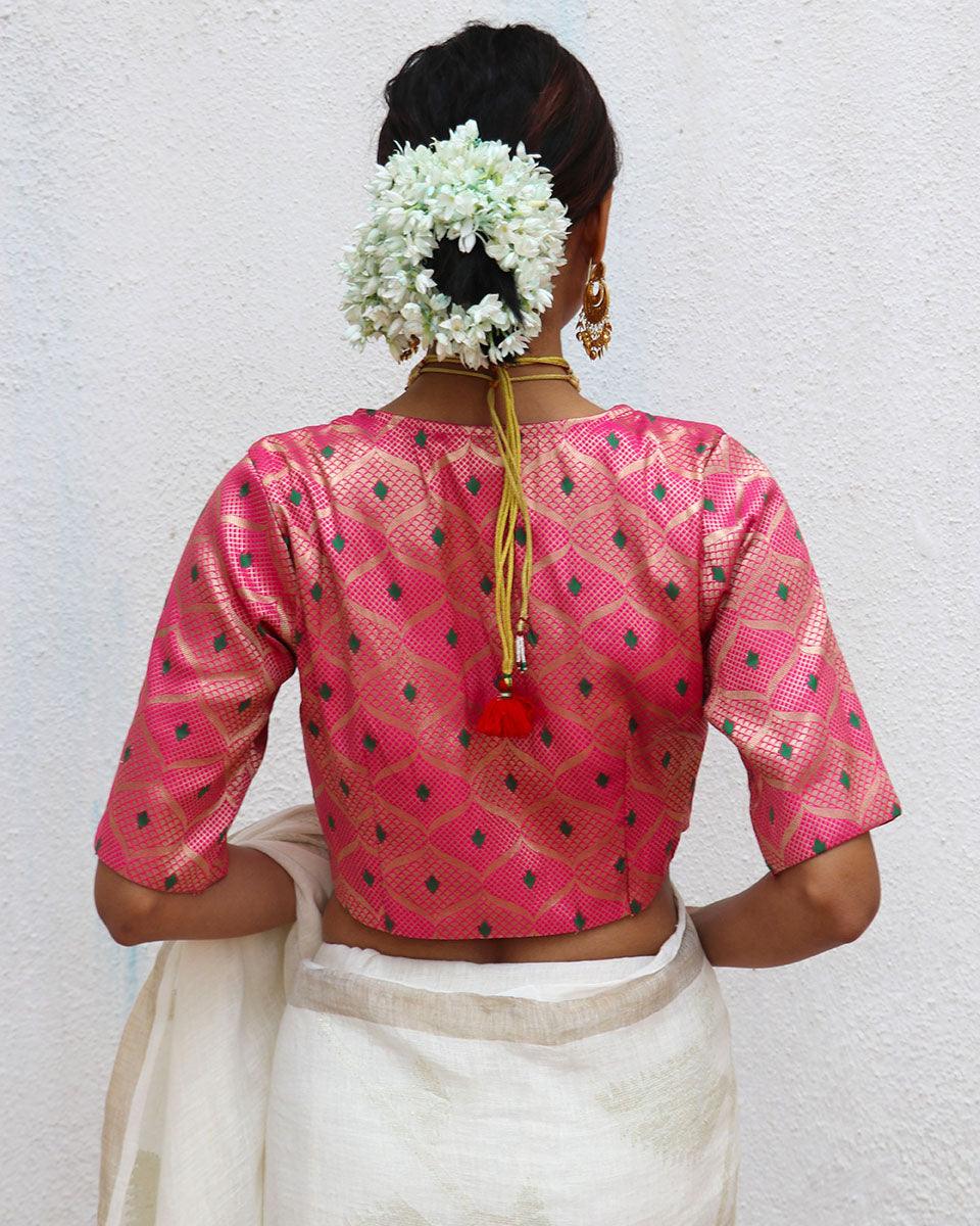 Nuria Pink Brocade Blouse