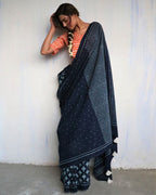 blue cotton mul saree