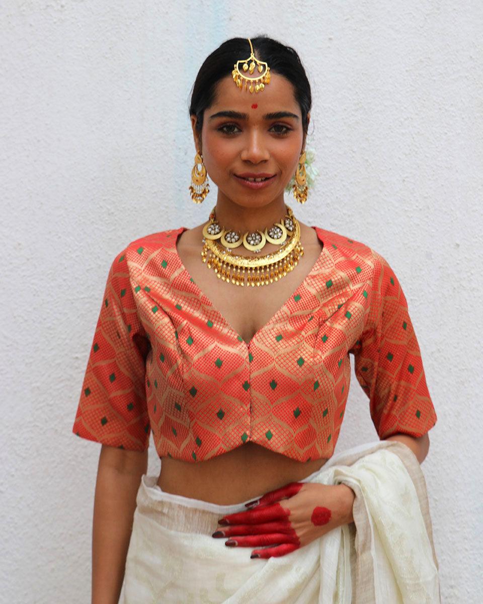 Idalia Red Brocade Blouse