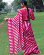 Gulaab Handwoven Linen Saree - Bageecha