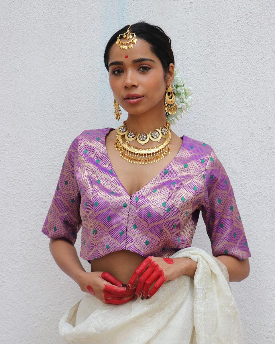 Jenive Purple Brocade Blouse