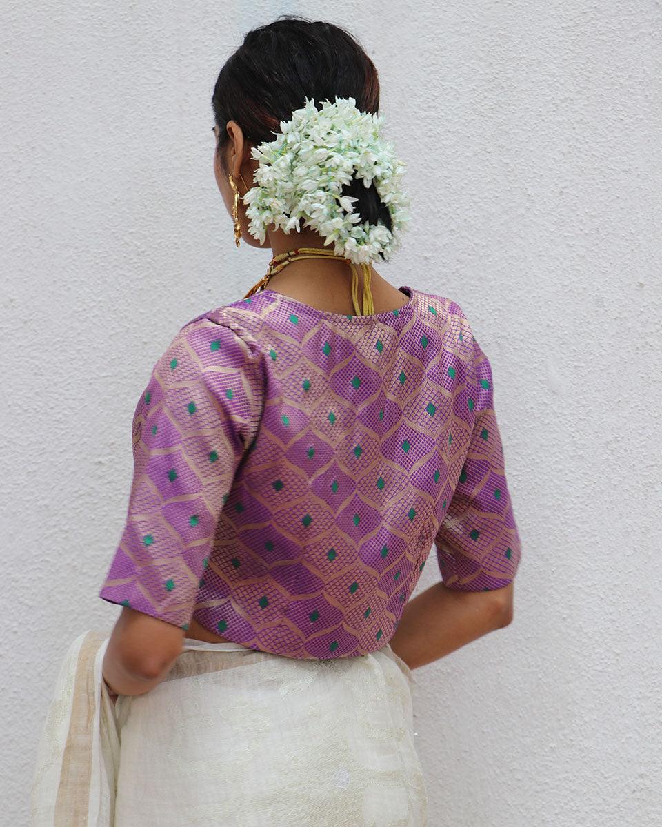 Jenive Purple Brocade Blouse