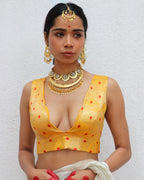 Clementia Yellow Brocade Blouse