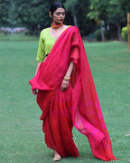 Gulnar Handwoven Linen Saree - Bageechaa