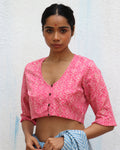 Venusian Wonder Handblock Printed Cotton Crop Top Blouse