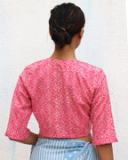 Venusian Wonder Handblock Printed Cotton Crop Top Blouse