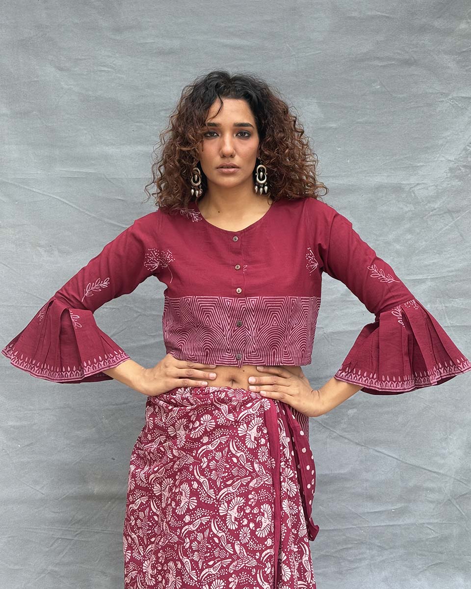 Meadow Blockprinted Cotton Blouse