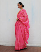 Firelight Pink Handprinted Cotton Sarees