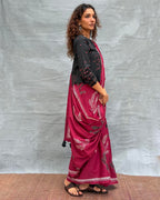 Breeze Maroon Block printed Cotton Saree