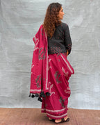 Breeze Maroon Block printed Cotton Saree