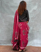 Breeze Maroon Block printed Cotton Saree