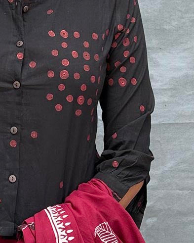 Fields of Feathers Blockprinted Cotton Blouse