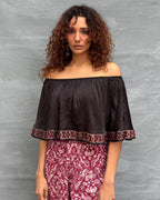 Sky Meets Soil Blockprinted Cotton Top