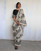 Ivory Cotton Saree | Saree | Saree for women | Saree online | Chidiyaa