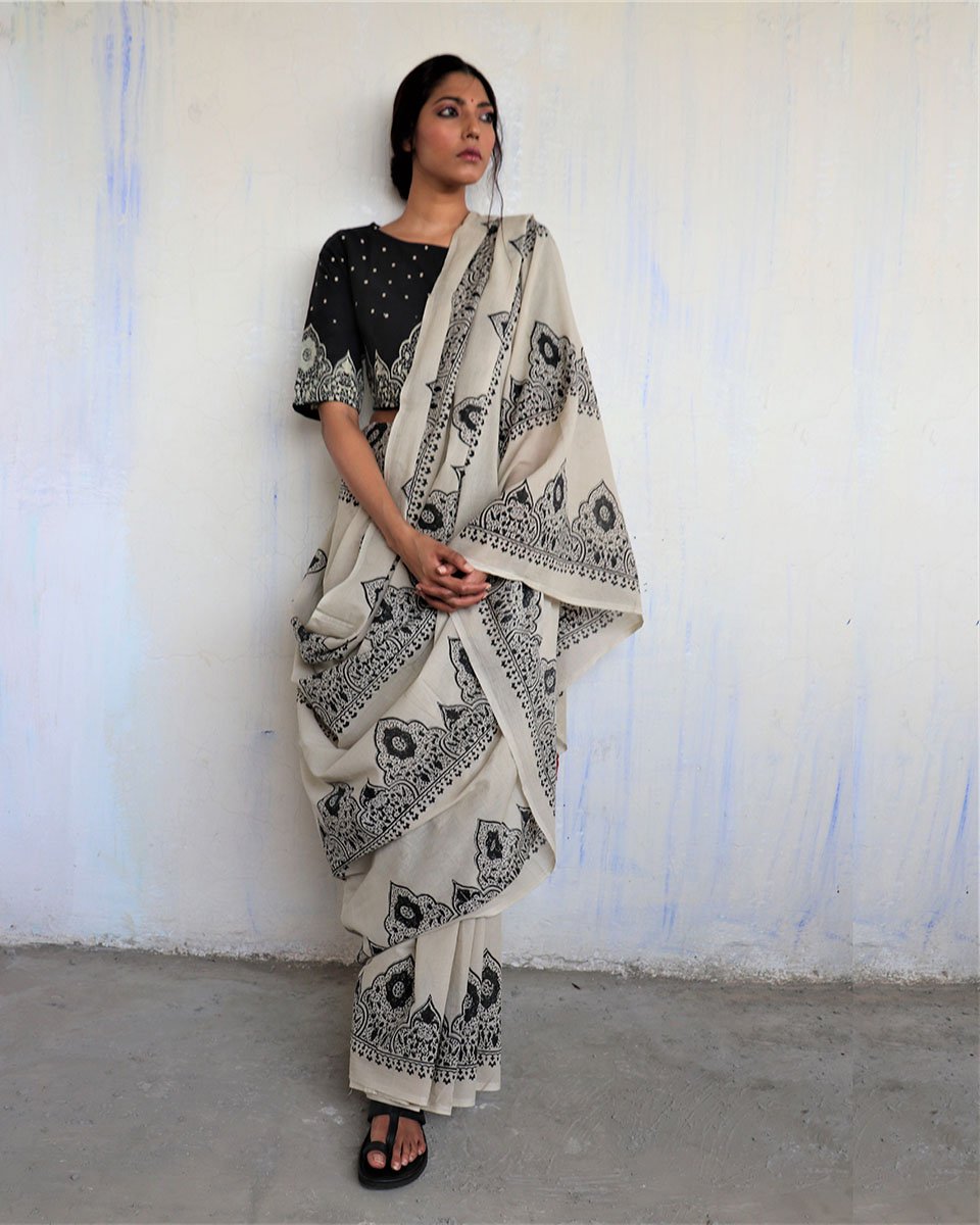 Ivory Cotton Saree | Saree | Saree for women | Saree online | Chidiyaa