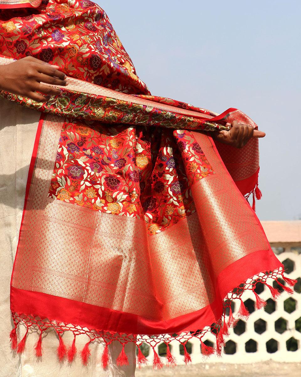 Uns Handwoven Banarasi Kimkhab Brocade Dupatta